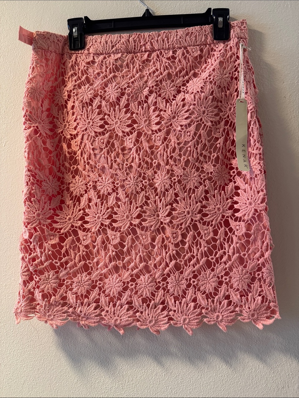 Kenar Rose Pink Crochet Midi Skirt